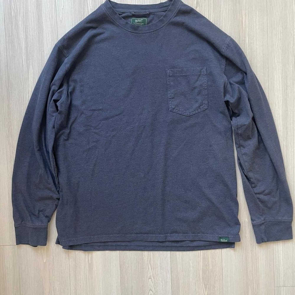 Woolrich Men's Blue Cotton Crew Neck Long Sleeve Pocket Tee Size L Fall Basics